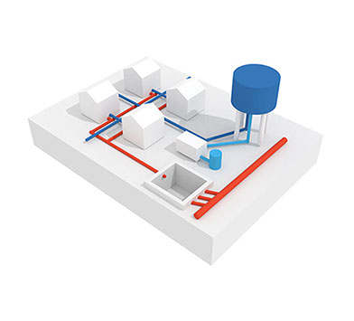 imagen de modelado 3d de estación de bombeo