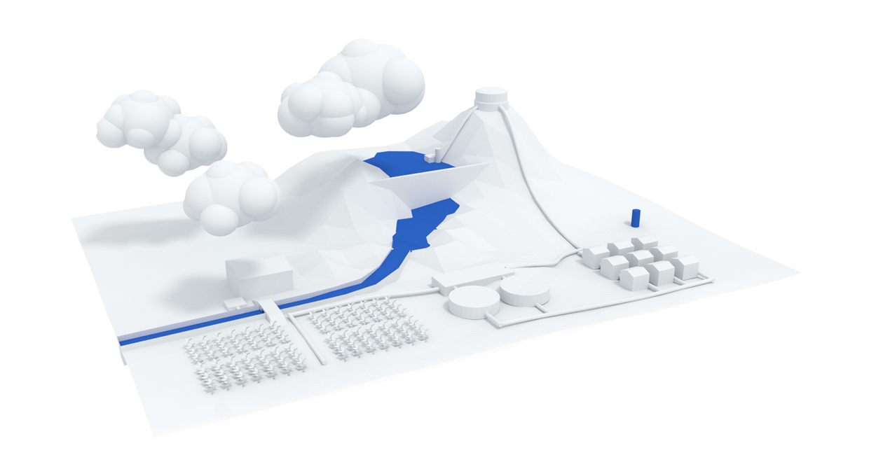 imagen de modelado 3d del ciclo del agua